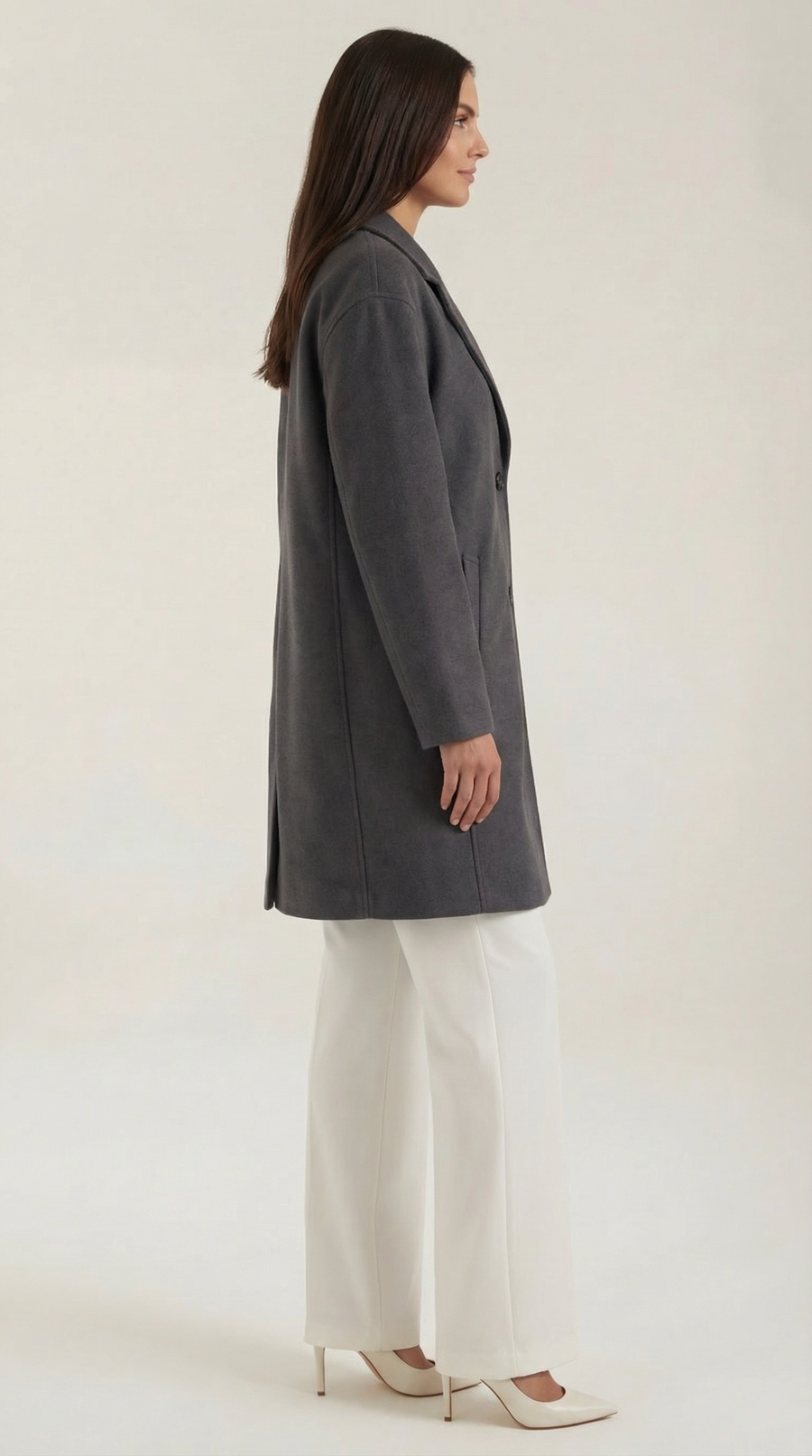 Manteau Mi-Long Oversize à Boutons