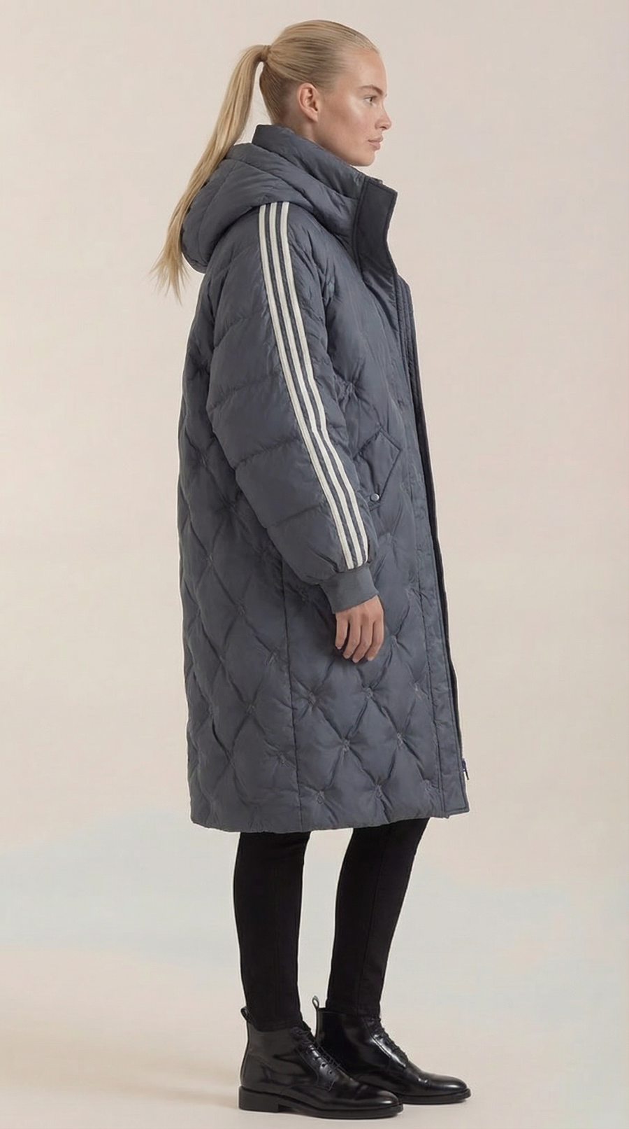 Manteau Long Matelassé à Capuche Douillette