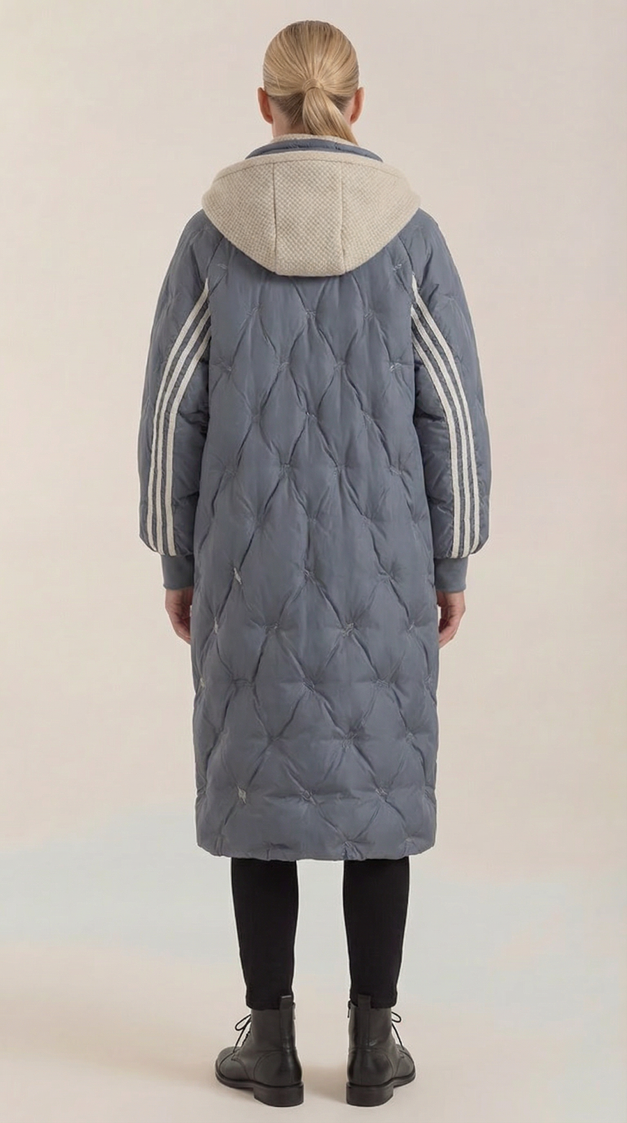 Manteau Long Matelassé à Capuche Douillette