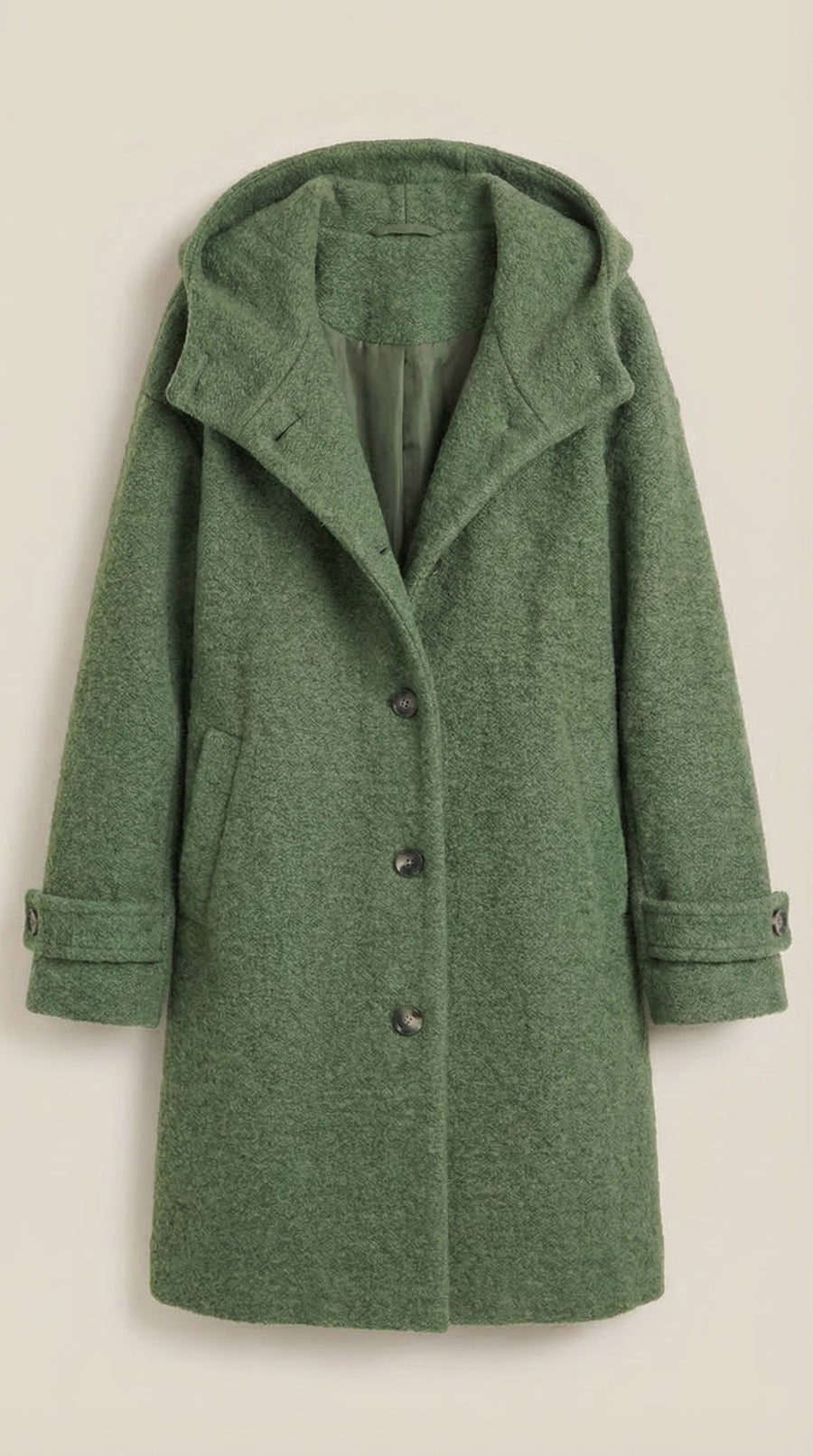 Manteau Long en Maille Bouclée à Capuche