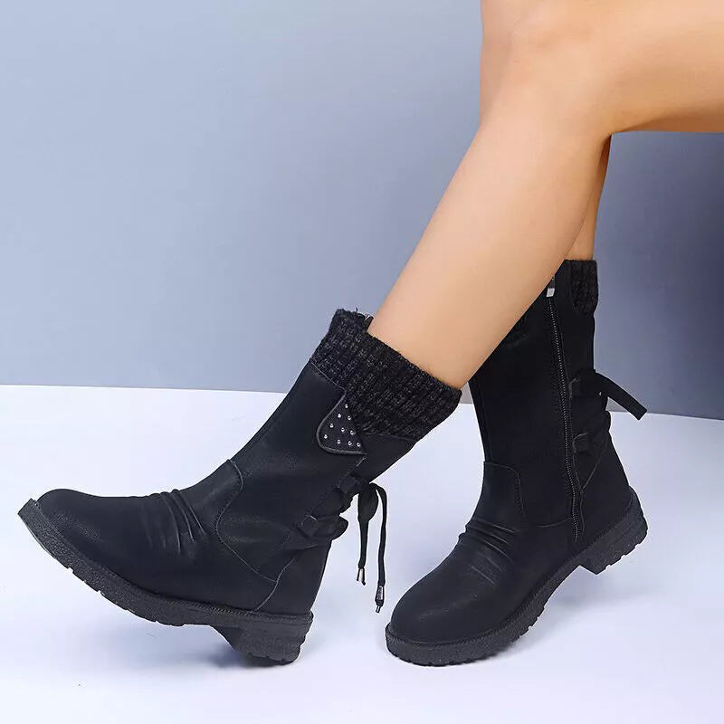 Bottes Montantes à Lacets et Fermeture Éclair