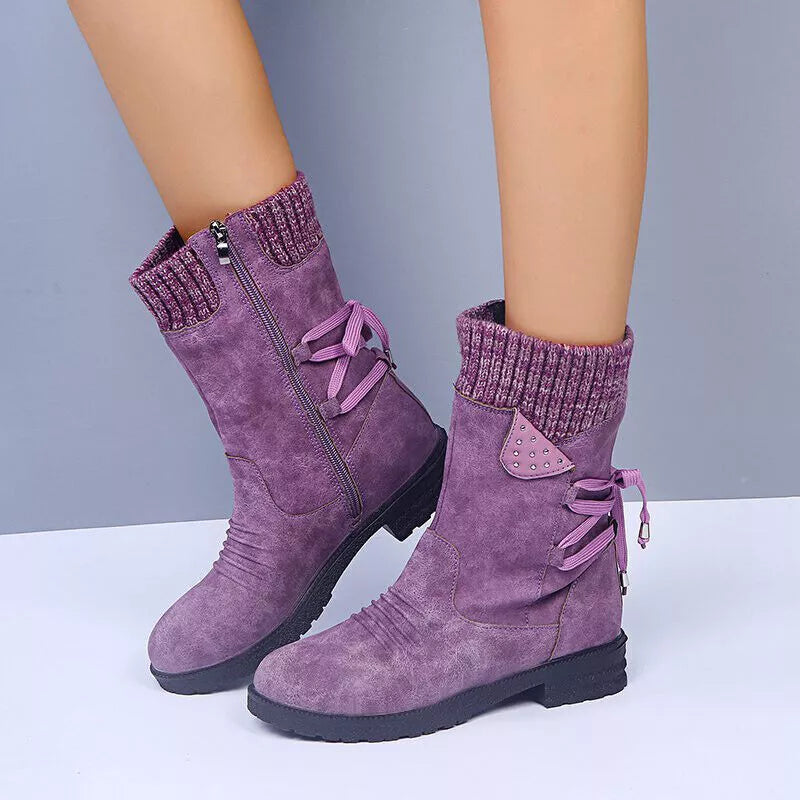 Bottes Montantes à Lacets et Fermeture Éclair