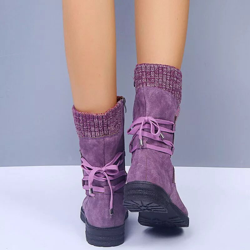 Bottes Montantes à Lacets et Fermeture Éclair