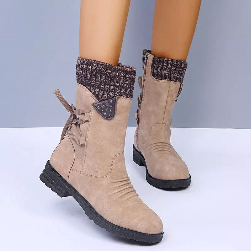 Bottes Montantes à Lacets et Fermeture Éclair