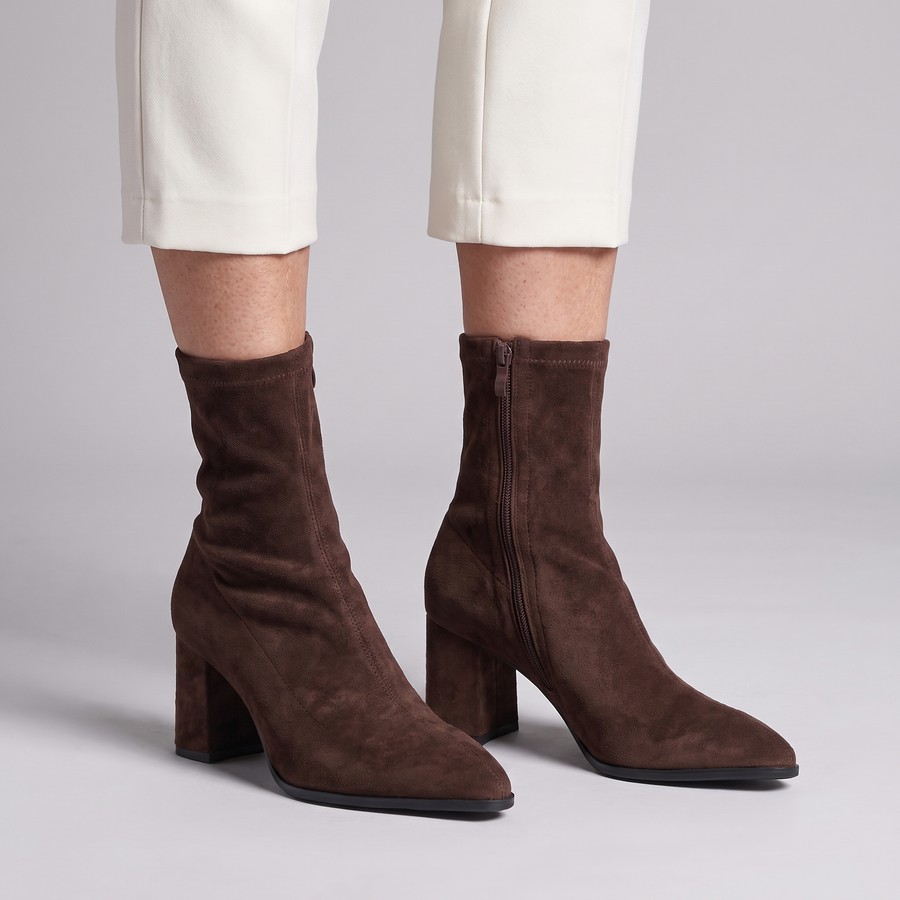 Bottines à Fermeture Éclair Talon Bloc