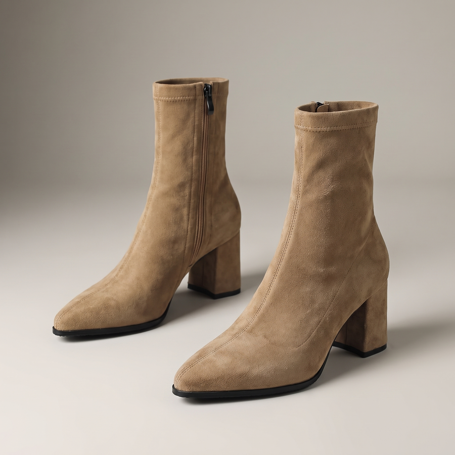 Bottines à Fermeture Éclair Talon Bloc