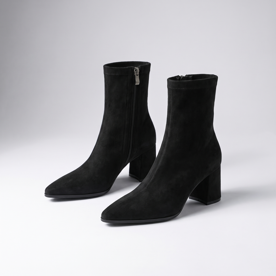 Bottines à Fermeture Éclair Talon Bloc
