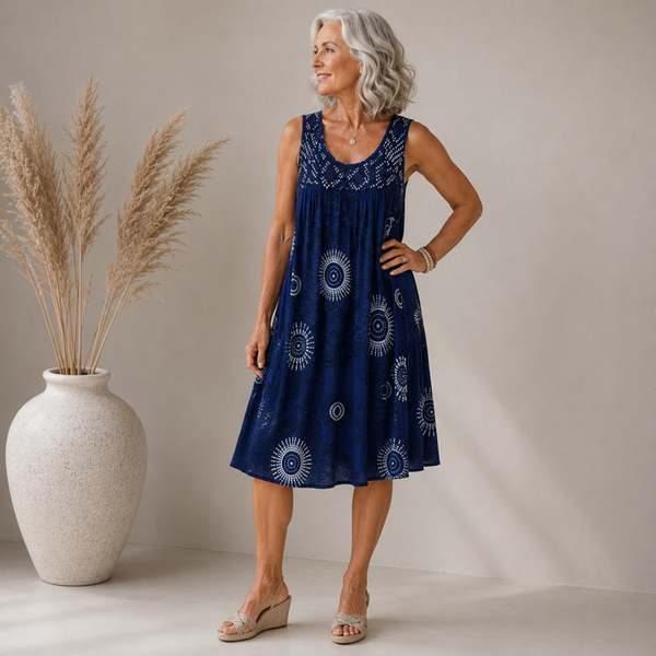 Vestido fluido estampado con motivos artísticos - Corte amplio y desenfadado
