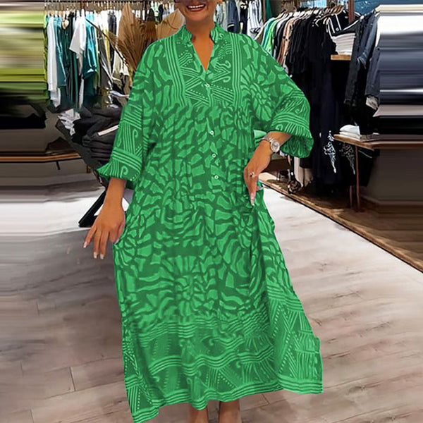 LILIANA | Robe Maxi Fluide Imprimé Soleil – Élégance et Confort pour l'Été