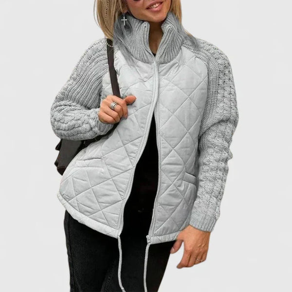 Chaqueta de patchwork cálida y elegante