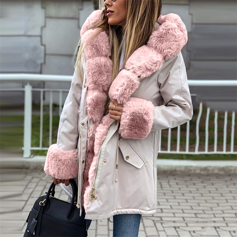 Parka Longue Douillette à Capuche Fourrée