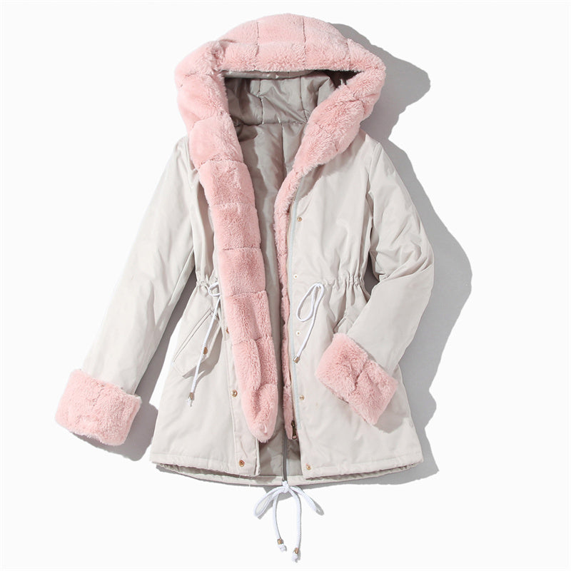 Parka Longue Douillette à Capuche Fourrée