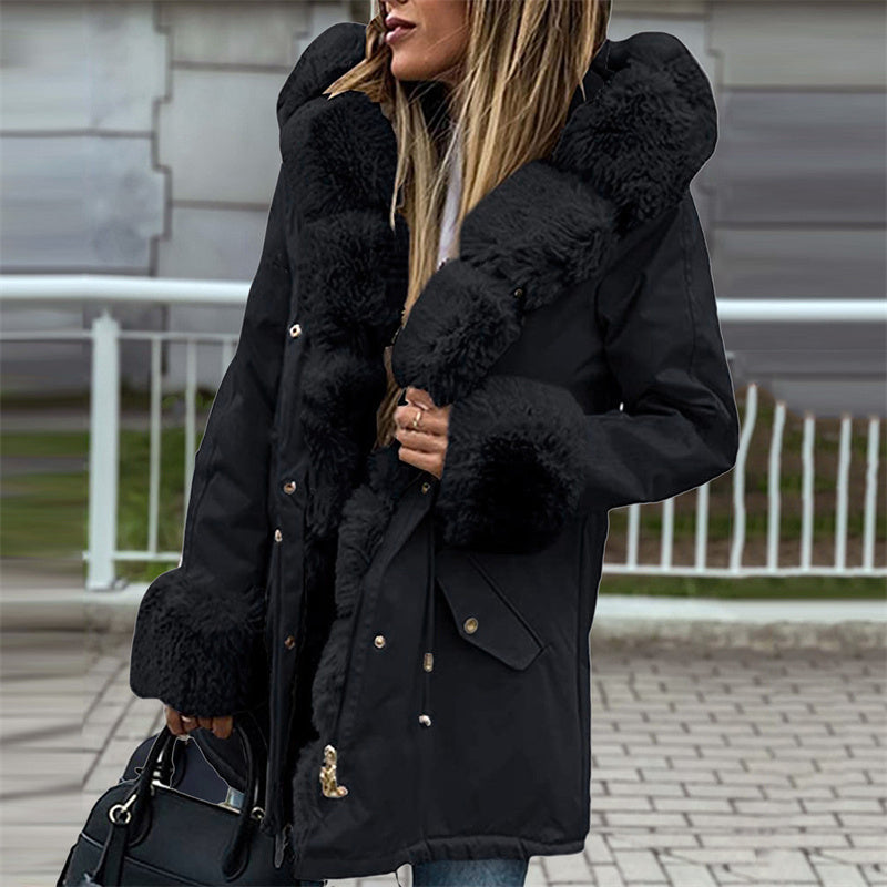 Parka Longue Douillette à Capuche Fourrée