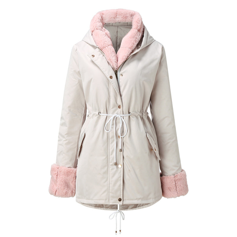 Parka Longue Douillette à Capuche Fourrée