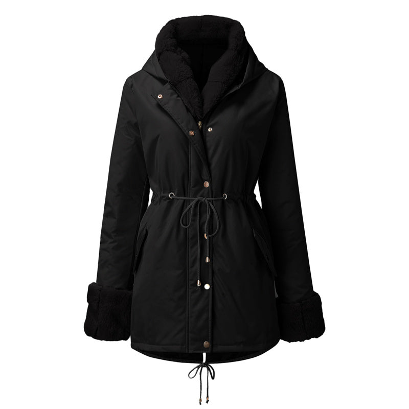 Parka Longue Douillette à Capuche Fourrée