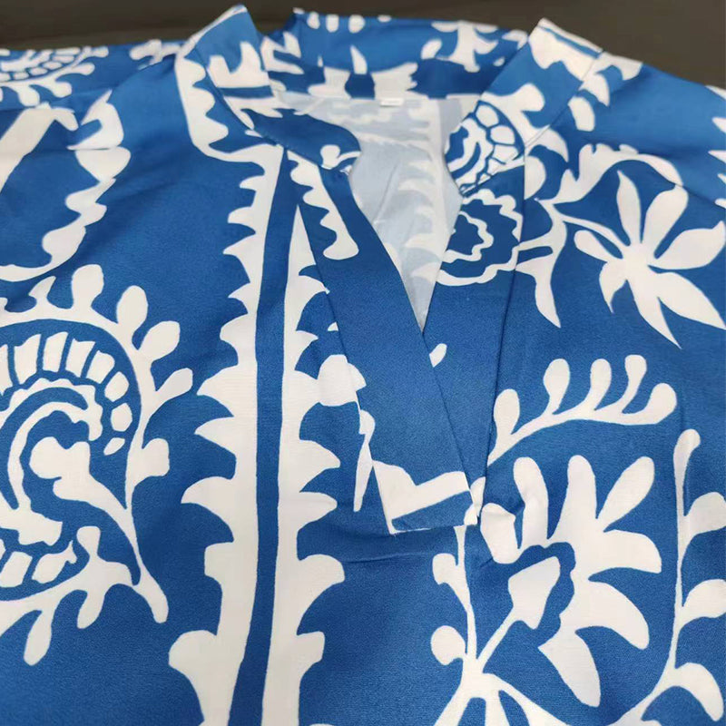 Werena - Élégante Robe Ample Imprimée à Col En V