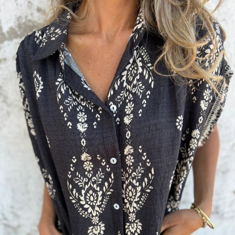 Robe Évasée Imprimée — vue arrière et détail de la coupe