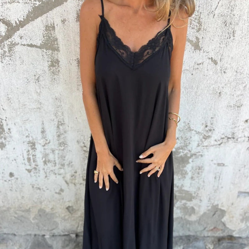 Robe Maxi Dentelle — coupe maxi mouvementée, silhouette gracieuse