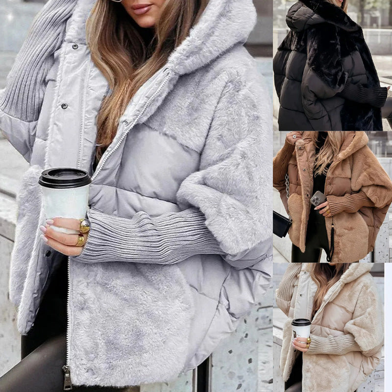 Manteau Long Oversize à Capuche Bordée