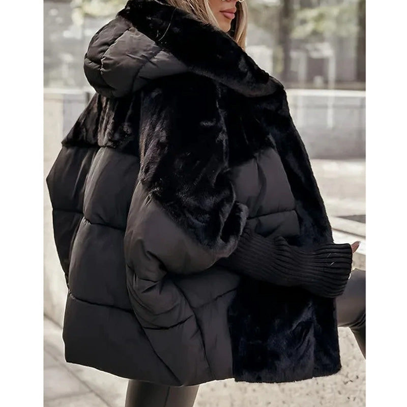 Manteau Long Oversize à Capuche Bordée