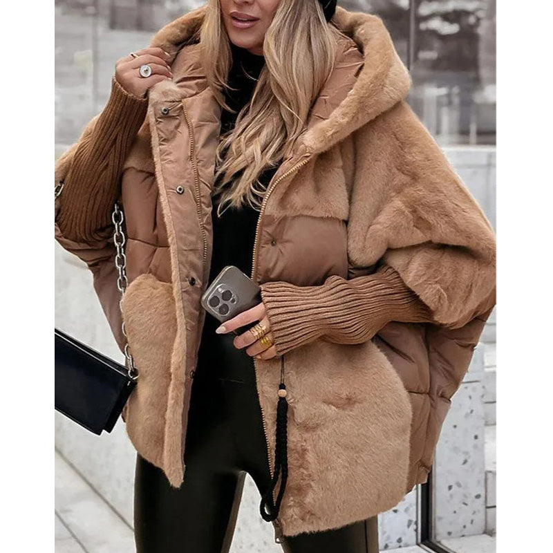 Manteau Long Oversize à Capuche Bordée