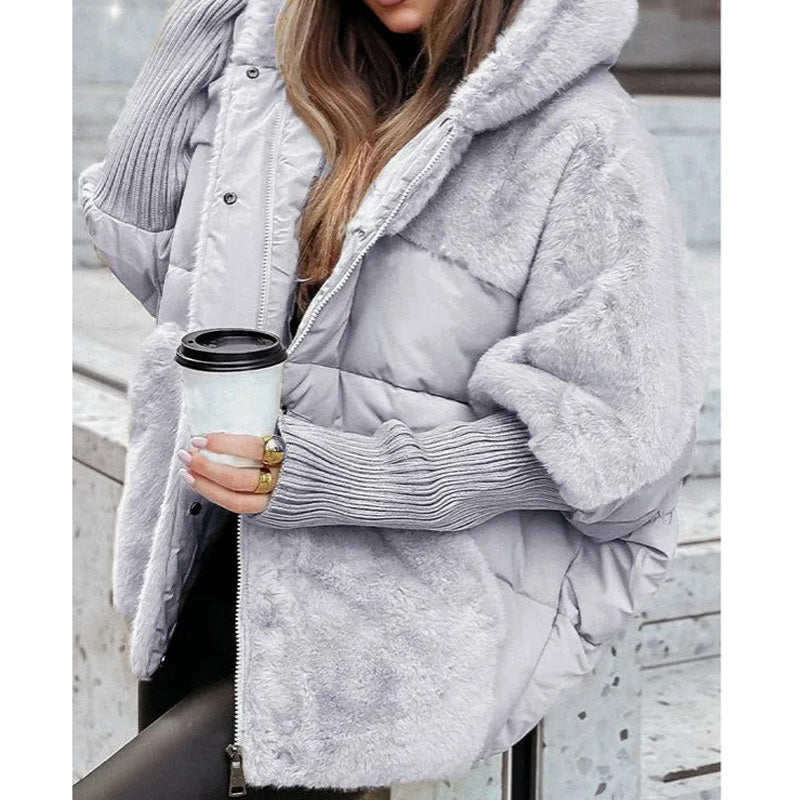 Manteau Long Oversize à Capuche Bordée