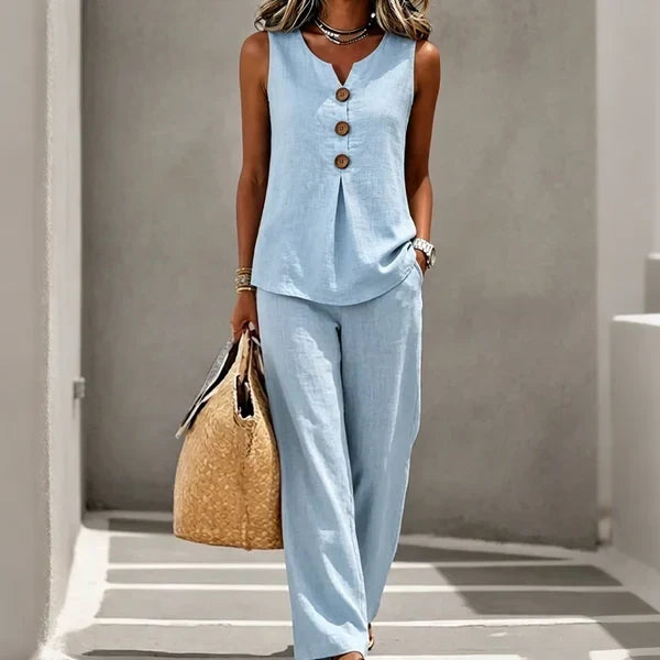 Ensemble Ambre — taille élastiquée du pantalon, détail confort