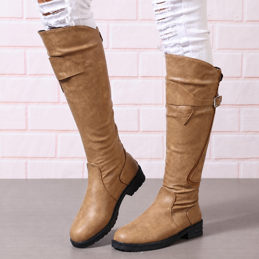 Botas Altas de Cano Flexível com Fecho de Correr