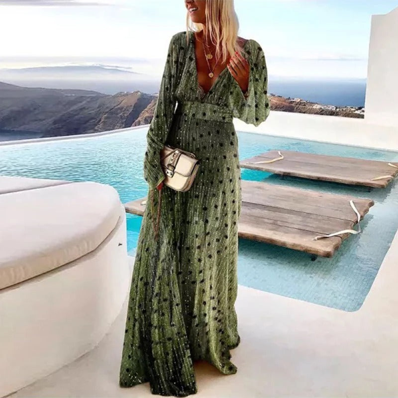 Robe Luna | Robe longue élégante avec imprimé polka-dot