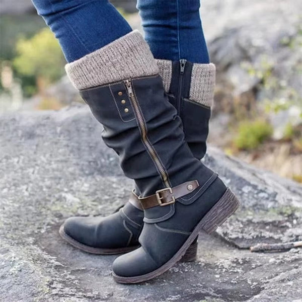 Bottes Mi-Mollet à Fermeture Éclair Latérale