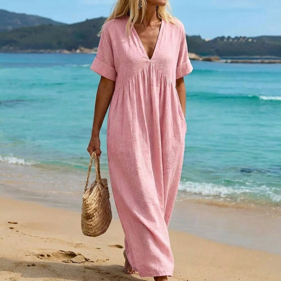 Robe Longue Fluide Été — vue de face en longueur, silhouette gracieuse