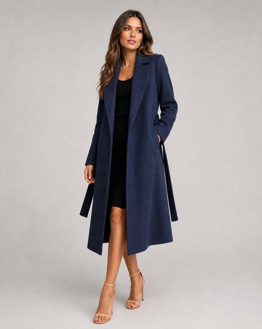 Manteau Long Croisé à Ceinture