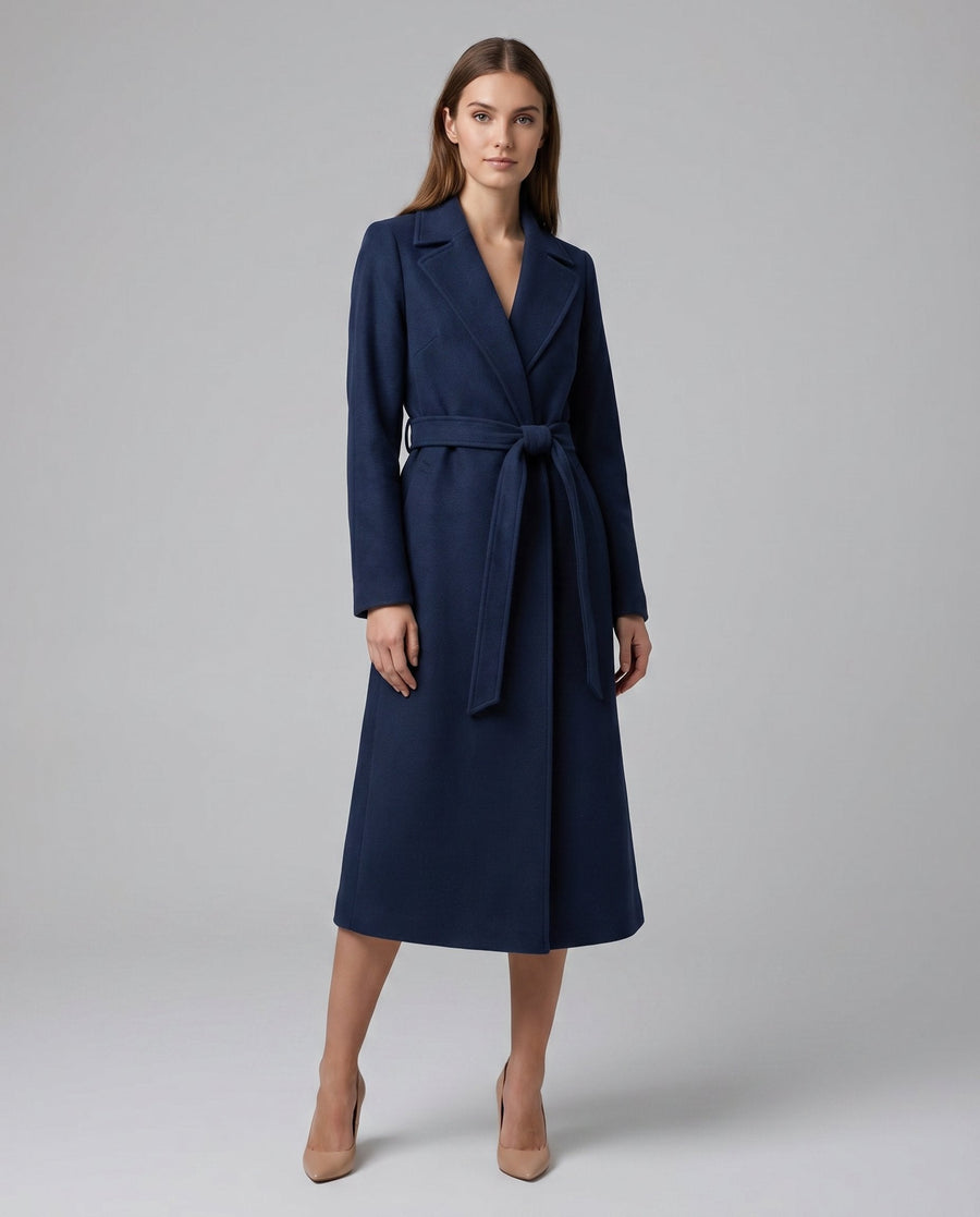 Manteau Long Croisé à Ceinture