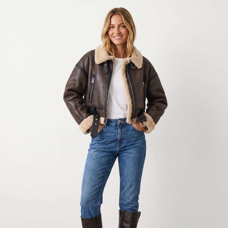 Veste Aviateur Courte à Ceinture