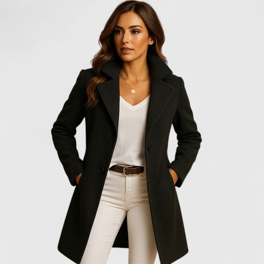 Manteau Long Cintré à Revers Tailleur