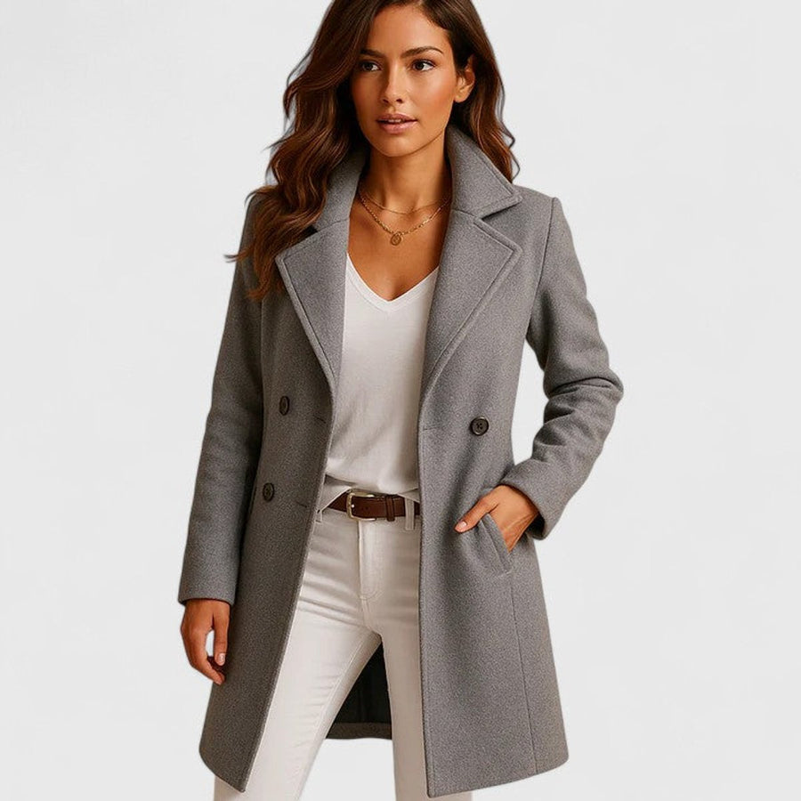 Manteau Long Cintré à Revers Tailleur