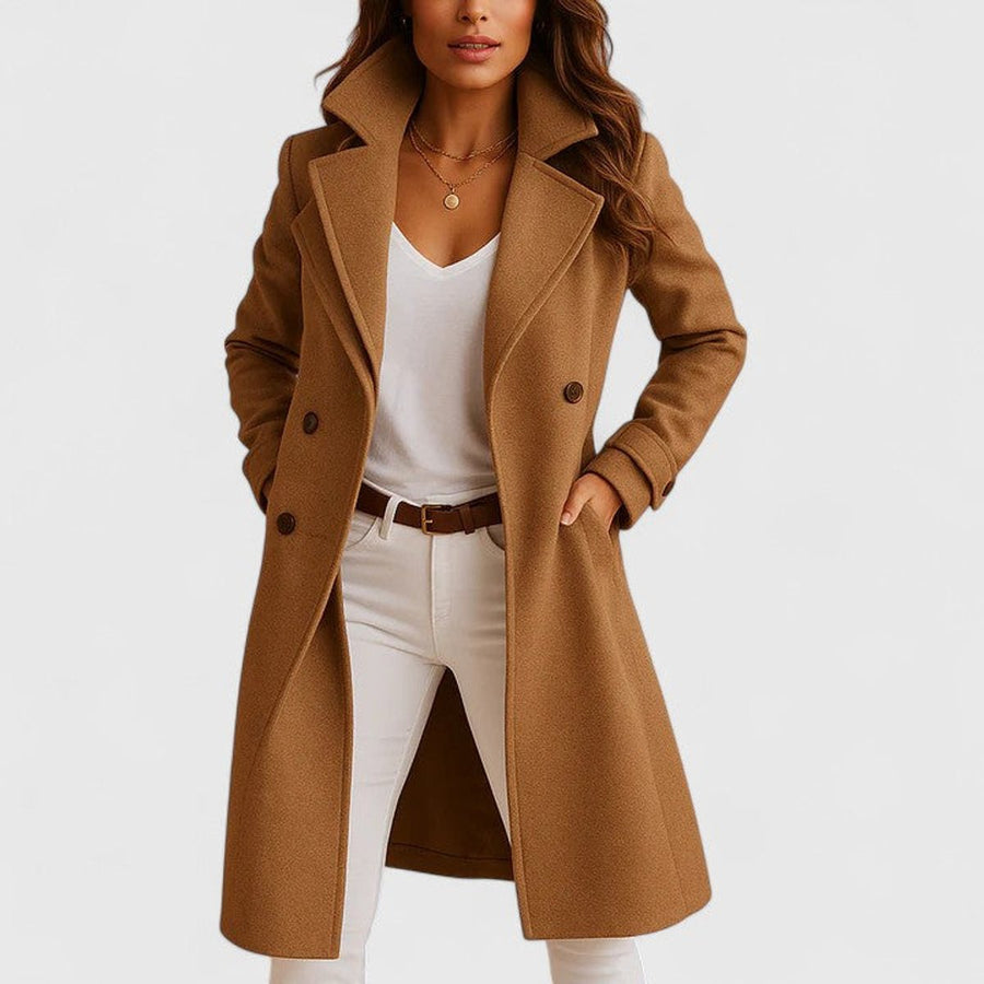 Manteau Long Cintré à Revers Tailleur