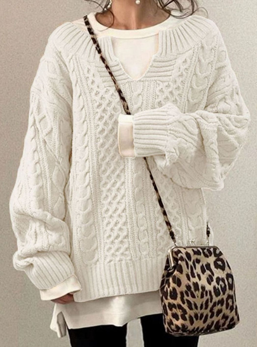 Pull Col V Fendu Torsades Oversize