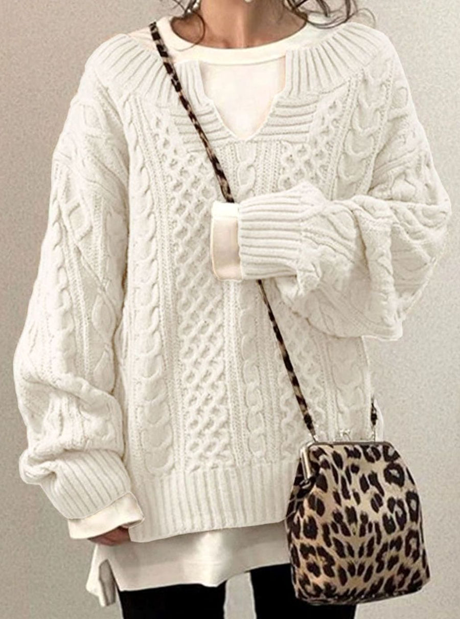 Pull Col V Fendu Torsades Oversize