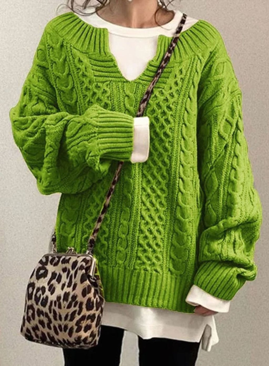 Pull Col V Fendu Torsades Oversize