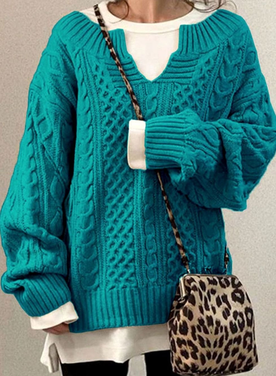 Pull Col V Fendu Torsades Oversize