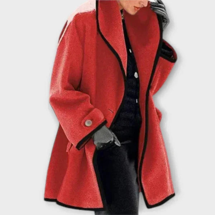 Manteau Long Évasé à Revers Bordés