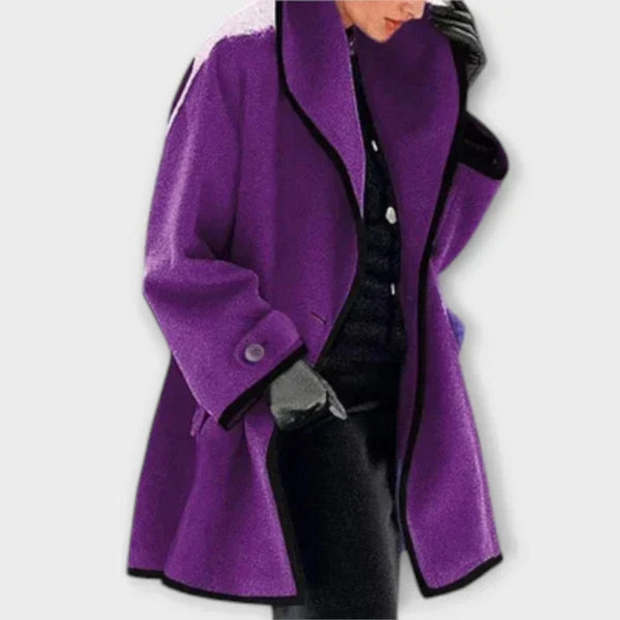 Manteau Long Évasé à Revers Bordés