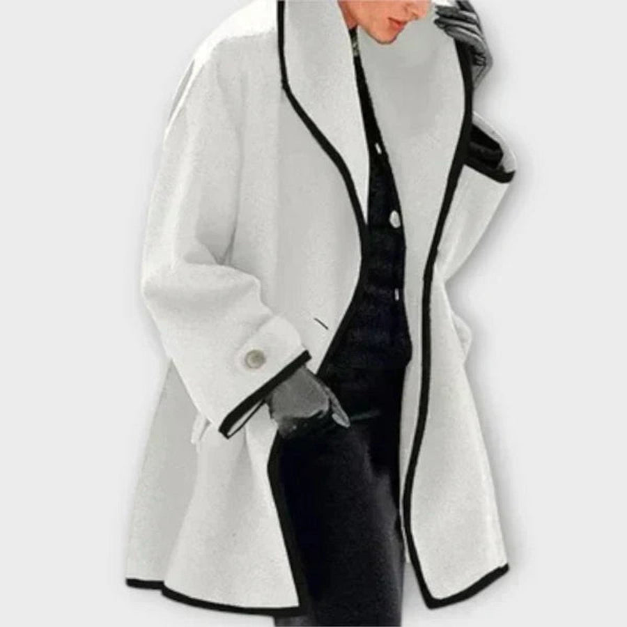 Manteau Long Évasé à Revers Bordés