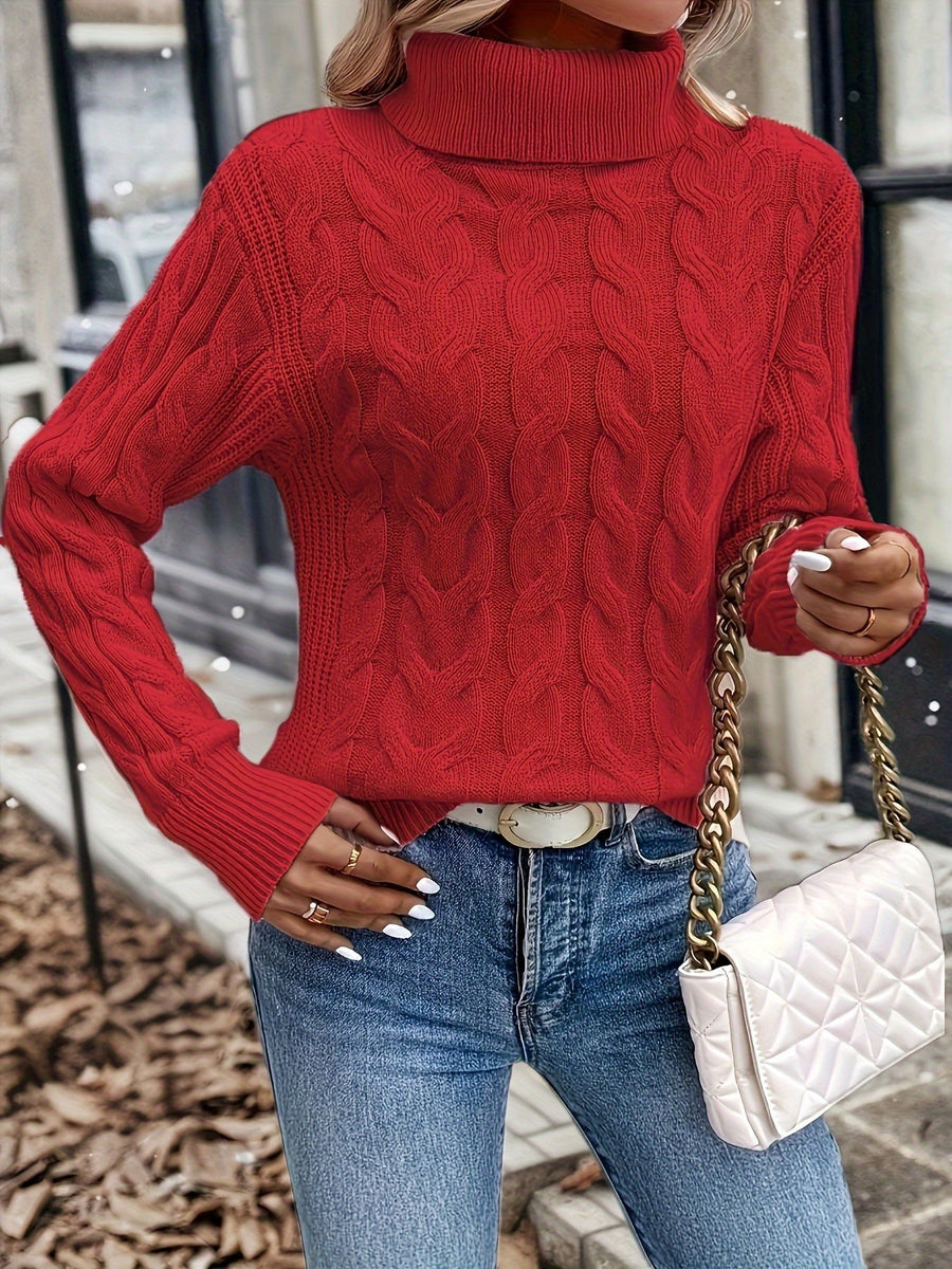 Pull Col Roulé Torsadé Coupe Cintrée