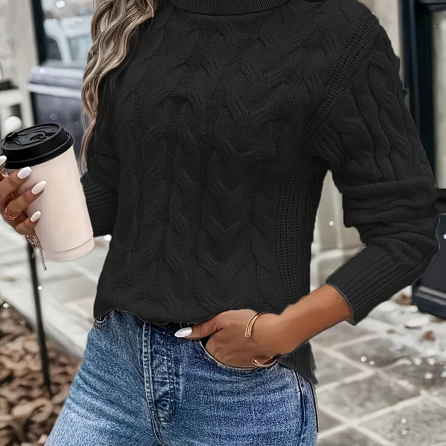 Pull Col Roulé Torsadé Coupe Cintrée