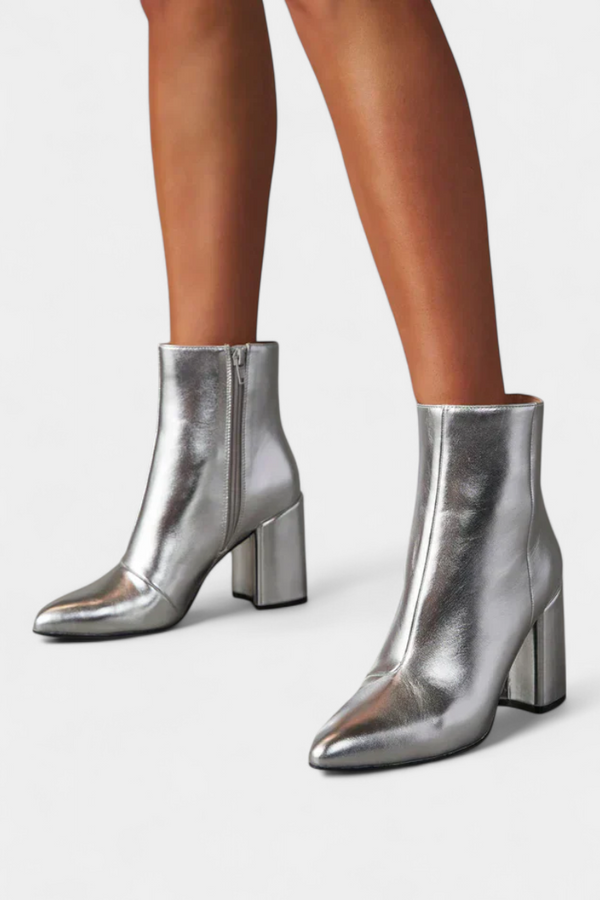 Bottes Pointues à Talon Bloc Brillant