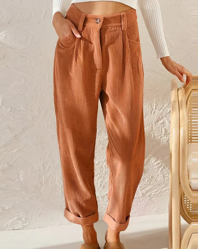 Pantalon droit taille haute pour femme